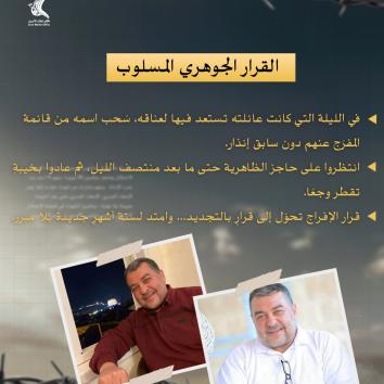 الأسير عدنان حمارشة.. خمسة عشر عامًا من الاعتقال الإداري والإعاقة والخذلان المؤجل