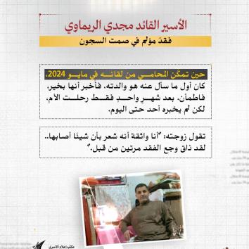 الأسير القائد مجدي الريماوي.. ربع قرنٍ من الصبر لا يُكسر