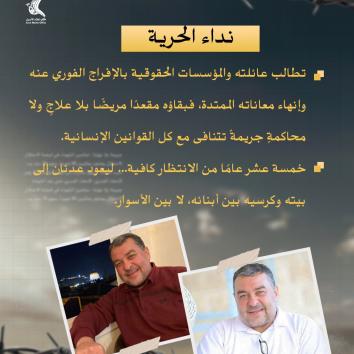 الأسير عدنان حمارشة.. خمسة عشر عامًا من الاعتقال الإداري والإعاقة والخذلان المؤجل