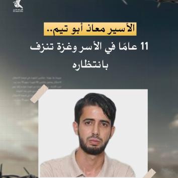 الأسير معاذ أبو تيم  ١١عاماً في الأسر وغزة تنزف بانتظاره